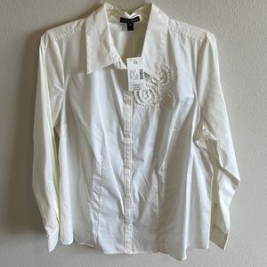 Fashion Bug White button Up Shirt Blouse